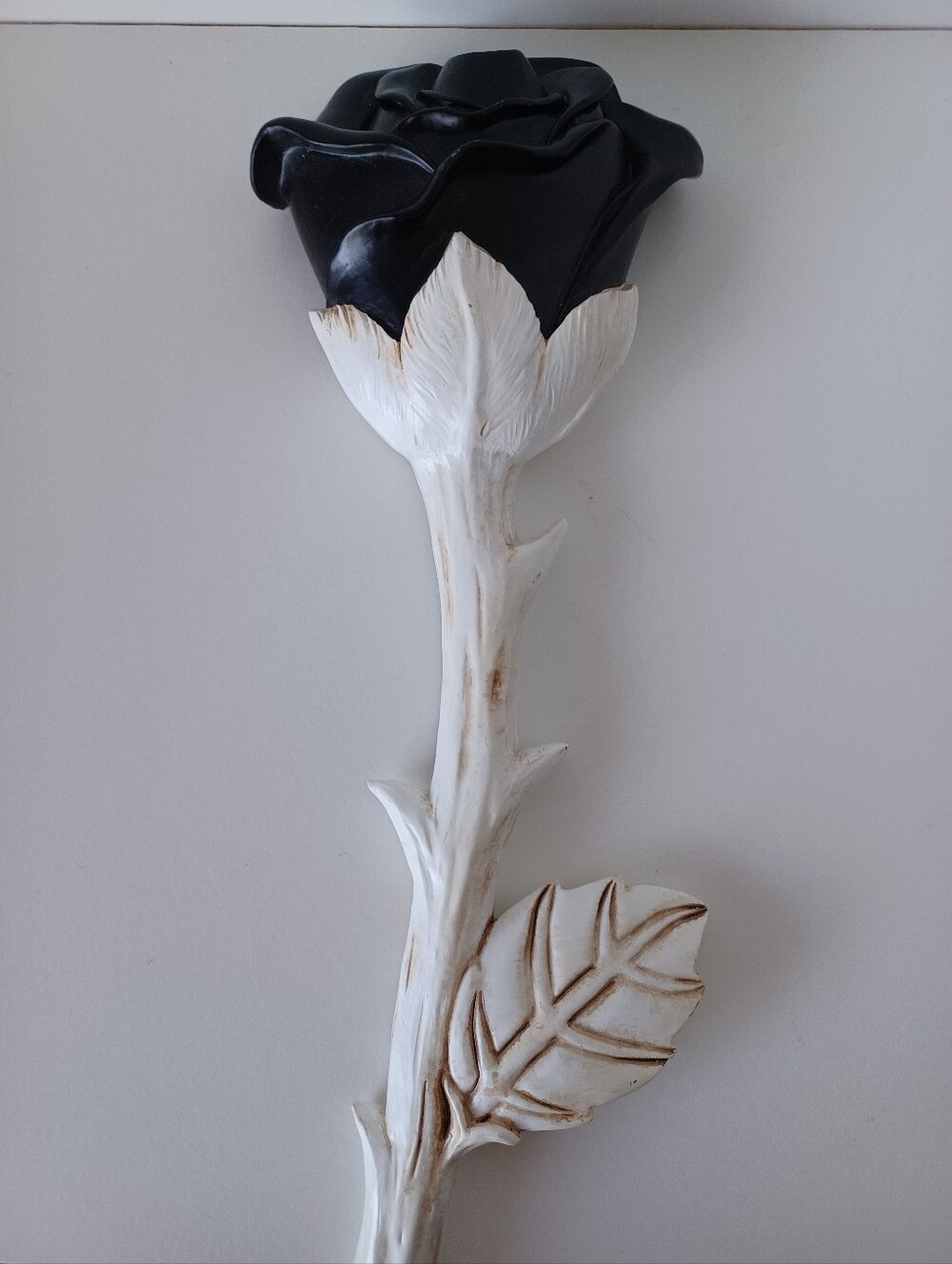 Spirit Halloween Black Rose Flower White Stem Decor Wall Hanging Piece Holiday